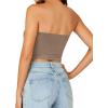 imageLYANER Womens Strapless Rib Knit Sleeveless Bandeau Corset Clue Crop Tube TopBrown