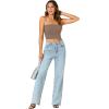 imageLYANER Womens Strapless Rib Knit Sleeveless Bandeau Corset Clue Crop Tube TopBrown