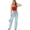 imageLYANER Womens Strapless Rib Knit Sleeveless Bandeau Corset Clue Crop Tube TopBurgundy