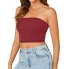 imageLYANER Womens Strapless Rib Knit Sleeveless Bandeau Corset Clue Crop Tube TopBurgundy