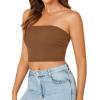 imageLYANER Womens Strapless Rib Knit Sleeveless Bandeau Corset Clue Crop Tube TopBurnt Orange