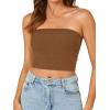 imageLYANER Womens Strapless Rib Knit Sleeveless Bandeau Corset Clue Crop Tube TopBurnt Orange