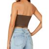 imageLYANER Womens Strapless Rib Knit Sleeveless Bandeau Corset Clue Crop Tube TopCoffee