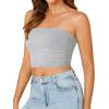 imageLYANER Womens Strapless Rib Knit Sleeveless Bandeau Corset Clue Crop Tube TopLight Grey