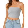 imageLYANER Womens Strapless Rib Knit Sleeveless Bandeau Corset Clue Crop Tube TopLight Grey