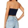 imageLYANER Womens Strapless Rib Knit Sleeveless Bandeau Corset Clue Crop Tube TopNavy