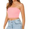 imageLYANER Womens Strapless Rib Knit Sleeveless Bandeau Corset Clue Crop Tube TopPink