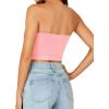imageLYANER Womens Strapless Rib Knit Sleeveless Bandeau Corset Clue Crop Tube TopPink