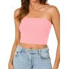 imageLYANER Womens Strapless Rib Knit Sleeveless Bandeau Corset Clue Crop Tube TopPink