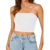 imageLYANER Womens Strapless Rib Knit Sleeveless Bandeau Corset Clue Crop Tube TopWhite