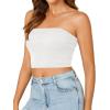 imageLYANER Womens Strapless Rib Knit Sleeveless Bandeau Corset Clue Crop Tube TopWhite