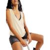 imageLYANER Womens Summer V Neck Basic Sleeveless Racerback Tank Top Casual Loose ShirtsBeige