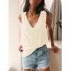 imageLYANER Womens Summer V Neck Basic Sleeveless Racerback Tank Top Casual Loose ShirtsBeige