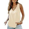 imageLYANER Womens Summer V Neck Basic Sleeveless Racerback Tank Top Casual Loose ShirtsBeige