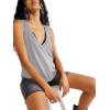 imageLYANER Womens Summer V Neck Basic Sleeveless Racerback Tank Top Casual Loose ShirtsGray