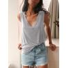 imageLYANER Womens Summer V Neck Basic Sleeveless Racerback Tank Top Casual Loose ShirtsGray