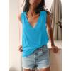 imageLYANER Womens Summer V Neck Basic Sleeveless Racerback Tank Top Casual Loose ShirtsLight Blue