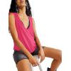 imageLYANER Womens Summer V Neck Basic Sleeveless Racerback Tank Top Casual Loose ShirtsRose