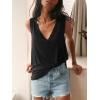 imageLYANER Womens Summer V Neck Basic Sleeveless Racerback Tank Top Casual Loose ShirtsSolid Black
