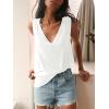 imageLYANER Womens Summer V Neck Basic Sleeveless Racerback Tank Top Casual Loose ShirtsSolid White
