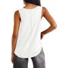imageLYANER Womens Summer V Neck Basic Sleeveless Racerback Tank Top Casual Loose ShirtsSolid White