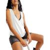 imageLYANER Womens Summer V Neck Basic Sleeveless Racerback Tank Top Casual Loose ShirtsSolid White