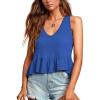 imageLYANER Womens Casual V Neck Peplum Ruffle Hem Sleeveless Babydoll Tank TopBlue