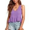 imageLYANER Womens Casual V Neck Peplum Ruffle Hem Sleeveless Babydoll Tank TopLight Purple