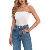 imageLYANER Womens Sexy Sheer Mesh See Through Crop Tube Top Slim Fit Strapless Bandeau Top Sleeveless Crop TanksWhite