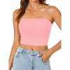 imageLYANER Womens Strapless Rib Knit Sleeveless Bandeau Corset Clue Crop Tube TopPink