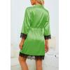 imageLYANER Womens 4pcs Sleepwear Satin Floral Lace Trim Cami Pajama Set with RobeGreen