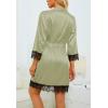 imageLYANER Womens 4pcs Sleepwear Satin Floral Lace Trim Cami Pajama Set with RobePea Green