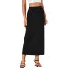 imageLYANER Womens Casual High Waist Slit Split Back Work Pencil Maxi SkirtBlack