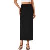 imageLYANER Womens Casual High Waist Slit Split Back Work Pencil Maxi SkirtBlack
