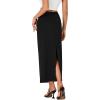 imageLYANER Womens Casual High Waist Slit Split Back Work Pencil Maxi SkirtBlack
