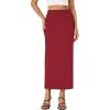 imageLYANER Womens Casual High Waist Slit Split Back Work Pencil Maxi SkirtBurgundy