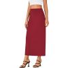 imageLYANER Womens Casual High Waist Slit Split Back Work Pencil Maxi SkirtBurgundy