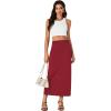 imageLYANER Womens Casual High Waist Slit Split Back Work Pencil Maxi SkirtBurgundy