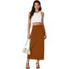 imageLYANER Womens Casual High Waist Slit Split Back Work Pencil Maxi SkirtBurnt Orange