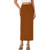 imageLYANER Womens Casual High Waist Slit Split Back Work Pencil Maxi SkirtBurnt Orange