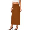 imageLYANER Womens Casual High Waist Slit Split Back Work Pencil Maxi SkirtBurnt Orange