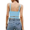 imageLYANER Womens Deep V Neck Criss Crossed Twist Knot Hollow Out Self Tie Crop Tank Sleeveless TopBlue