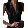 imageLYANER Womens Elegant V Neck Pleated Sleeveless Blouse Chiffon Work Shirt Tank TopBlack