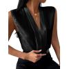 imageLYANER Womens Elegant V Neck Pleated Sleeveless Blouse Chiffon Work Shirt Tank TopBlack