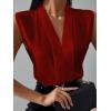 imageLYANER Womens Elegant V Neck Pleated Sleeveless Blouse Chiffon Work Shirt Tank TopBurgundy
