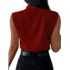 imageLYANER Womens Elegant V Neck Pleated Sleeveless Blouse Chiffon Work Shirt Tank TopBurgundy