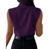 imageLYANER Womens Elegant V Neck Pleated Sleeveless Blouse Chiffon Work Shirt Tank TopDark Purple