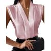 imageLYANER Womens Elegant V Neck Pleated Sleeveless Blouse Chiffon Work Shirt Tank TopDusty Pink