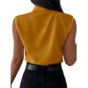 imageLYANER Womens Elegant V Neck Pleated Sleeveless Blouse Chiffon Work Shirt Tank TopGinger