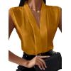 imageLYANER Womens Elegant V Neck Pleated Sleeveless Blouse Chiffon Work Shirt Tank TopGinger
